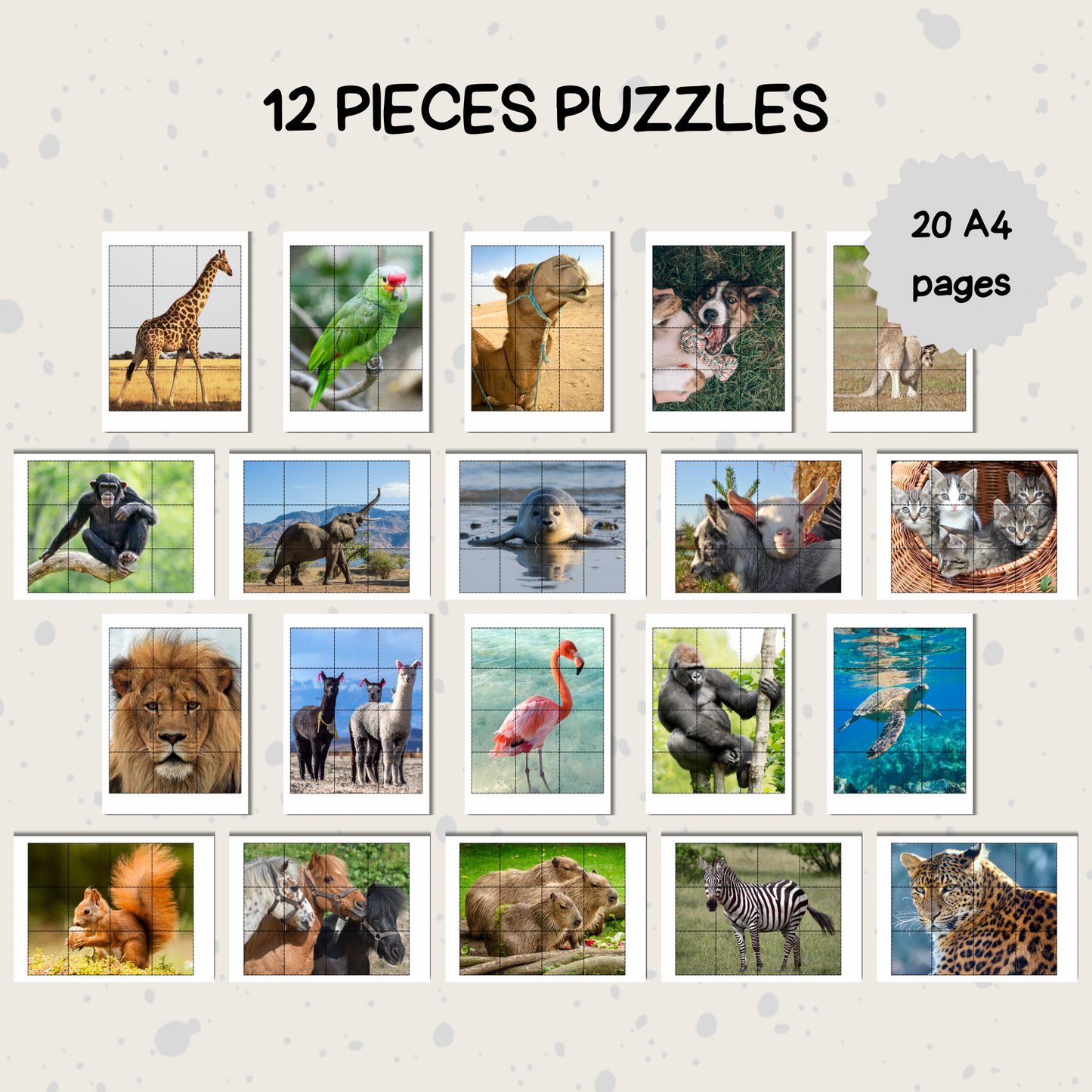 12 Pieces Animals Puzzle