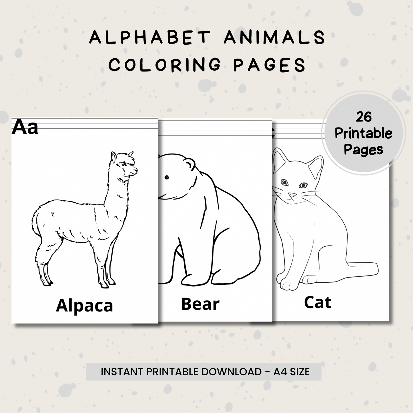 Alphabet Animals Colouring Pages