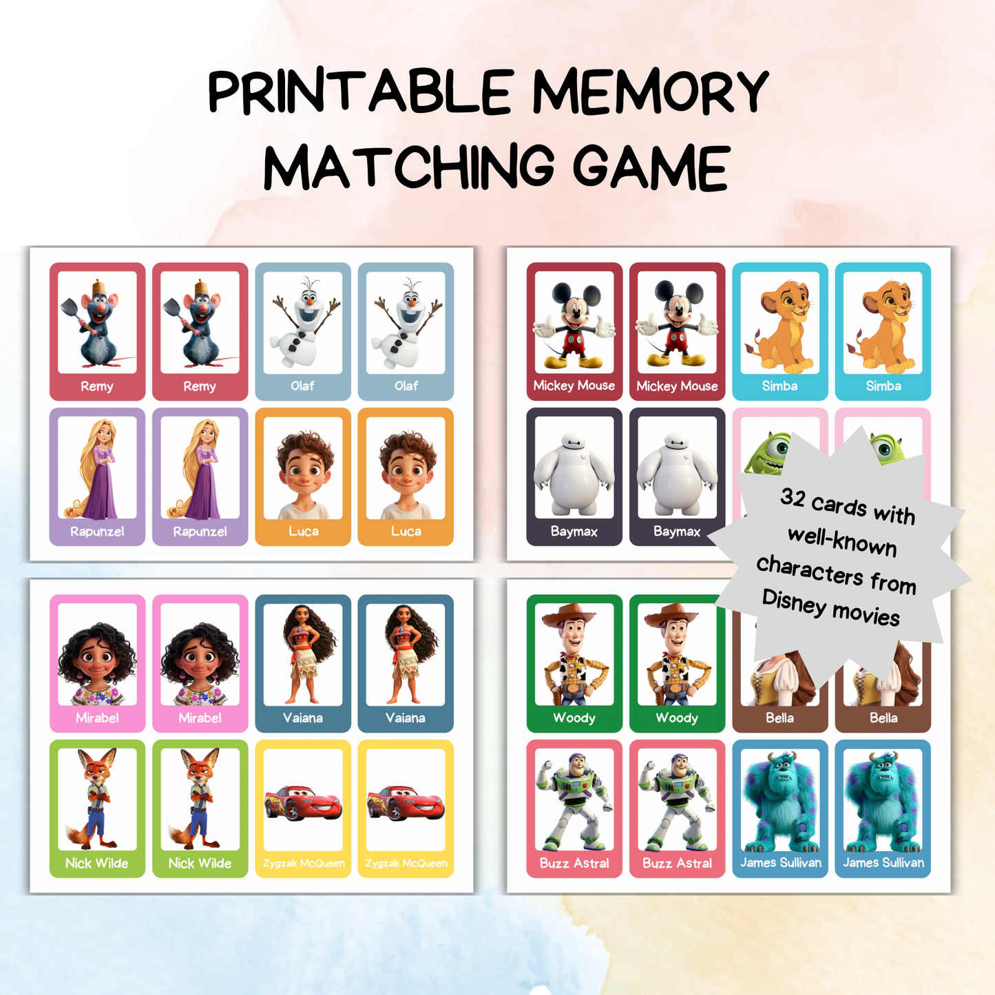 Disney Memory Matching Game